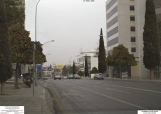 Lekosia, Grivas Degenis avenue with olive and orange trees.